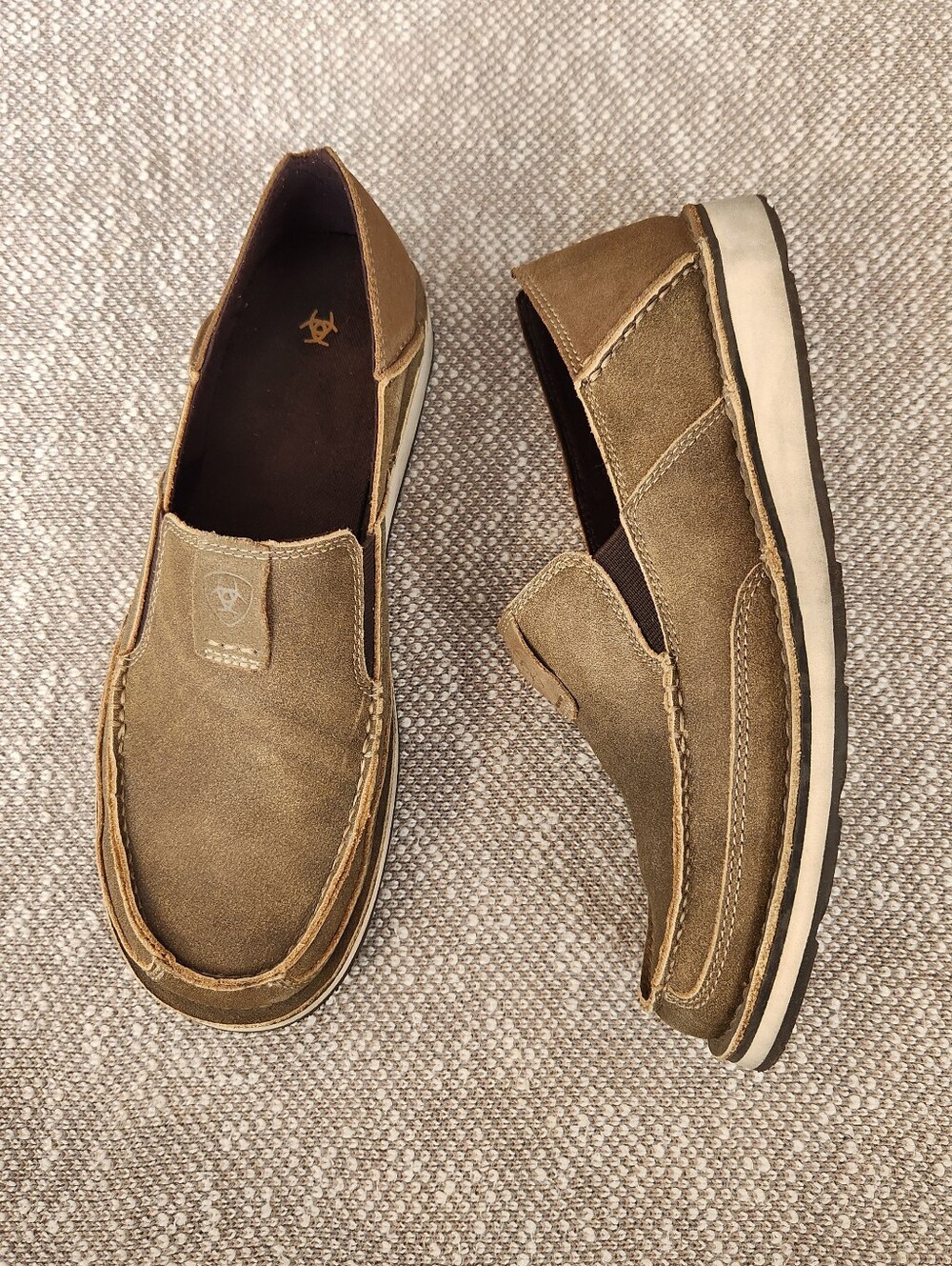 Ariat Mens Brown Bomber Cruiser Leather Slip On Shoes Loafers Size 9, Like New!